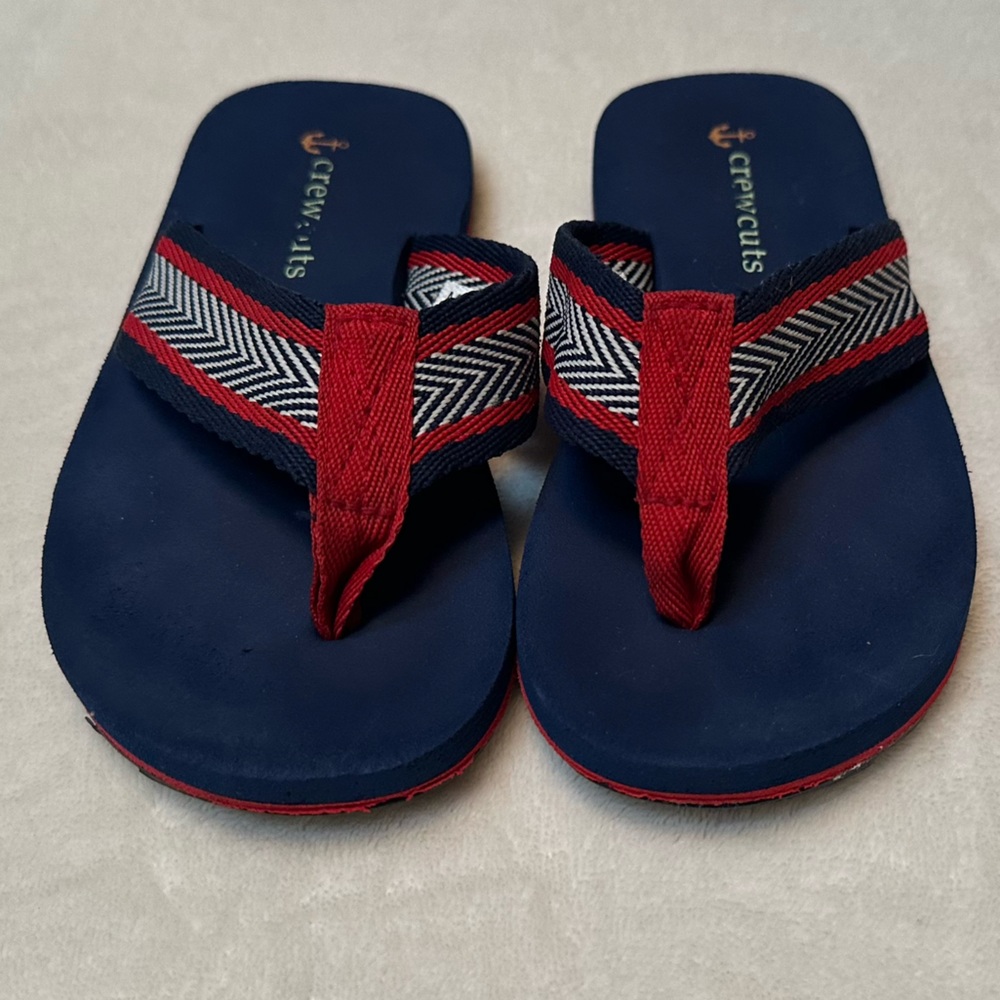J Crew Crewcuts Navy and Red Kids Flip Flops